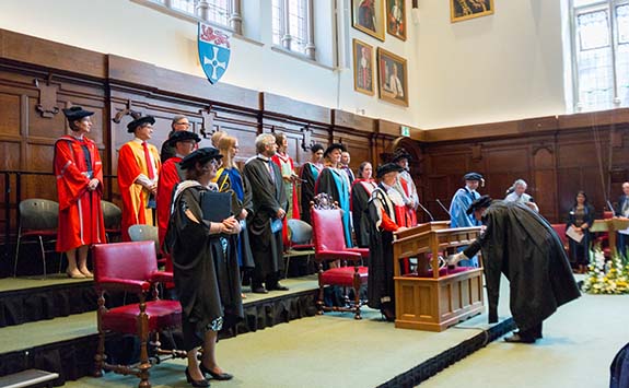 Congregations ceremony - image of the front stage where students collect their certificates. 